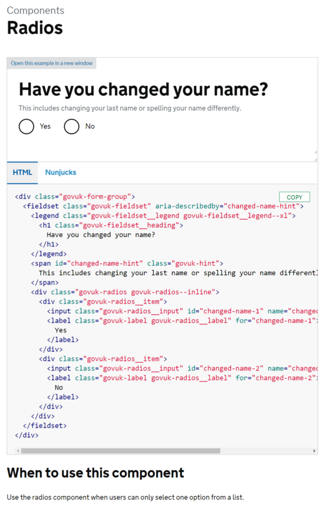 A screenshot of the British GOV.UK web design guidelines.