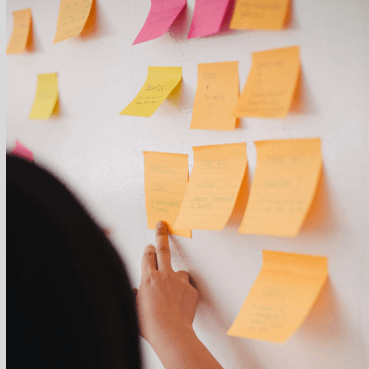 A series of Post Its loosely related to an E-Commerce Admin Support service