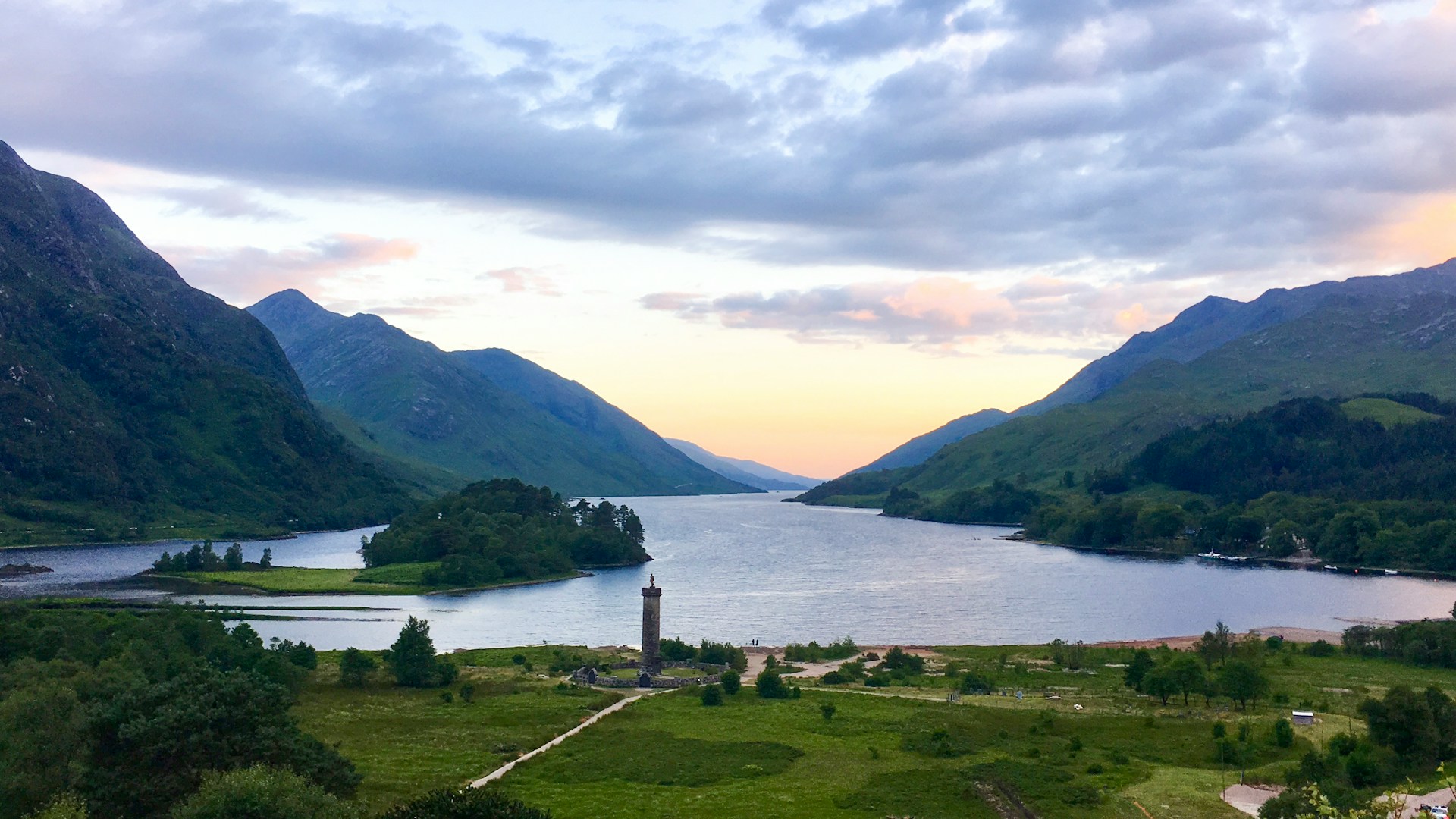 Glenfinnan valley and lake aerial shot