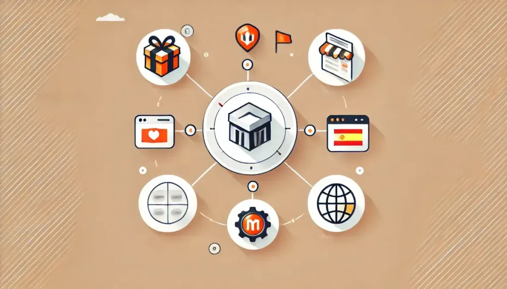 An artistic representation of Magento e-commerce and modules